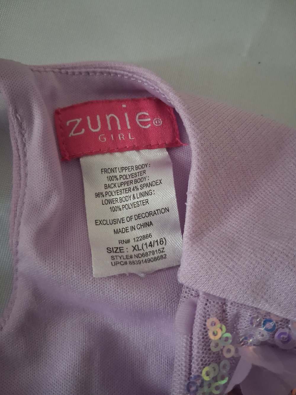 Zunie Girl Lavender Sequin Tank Top